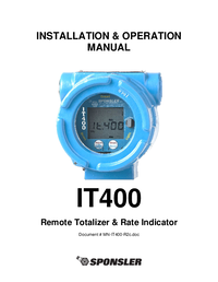 Thumbnail of document Manual - IT400 Remote Rate Indicator/Totalizer